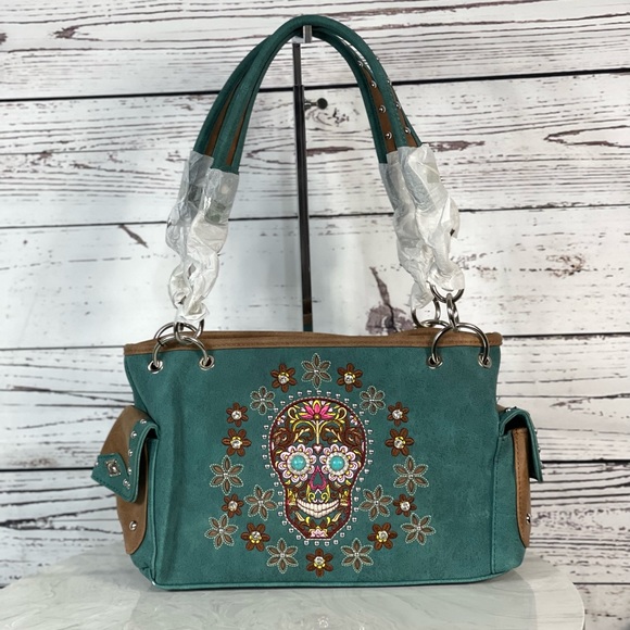 Montana West Sugar Skull Collection Concealed Carry Satchel + Wallet - Picture 10 of 10